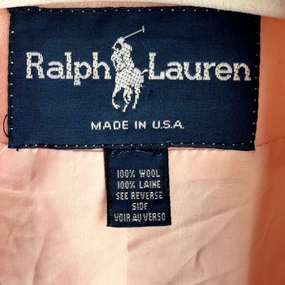 Vintage Ralph Lauren Blue Label Double Breasted Wool Blazer Jacket Pink - Picture 8 of 8